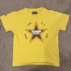 Authentic Denim Tears “Tear Is A Star” Tee Made in USA Gold XL